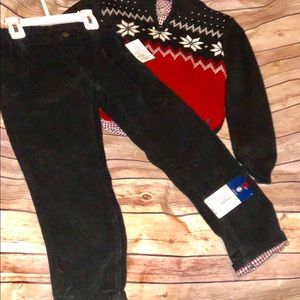 Boys Winter outfit/ corduroy pants (black pants)